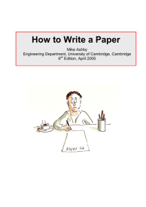 How to Write a Paper - University of Cambridge