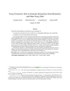 How to Generate Strong Keys from Biometrics and Other Noisy Data