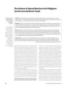 The Incidence of Induced Abortion in the Philippines: Current Level