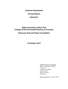 Joachim Endowment Report - SUNY College of Environmental