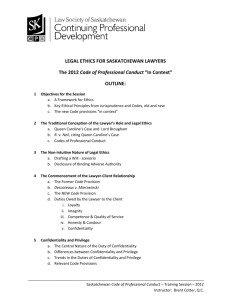 Training Session Outline - The Law Society of Saskatchewan