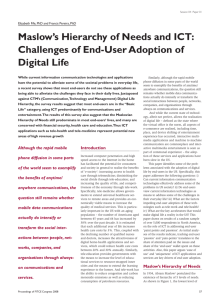 Maslow's Hierarchy of Needs and ICT: Challenges of End