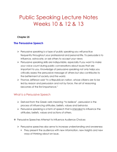 Public Speaking Lecture Notes Weeks 10 & 12 & 13