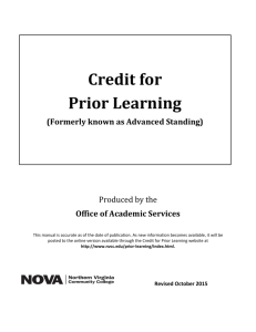 Credit for Prior Learning - Northern Virginia Community College