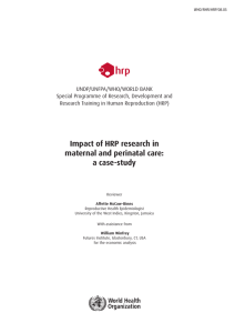 Impact of HRP research in maternal and perinatal care: a case
