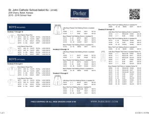 Parker Uniform Sales List