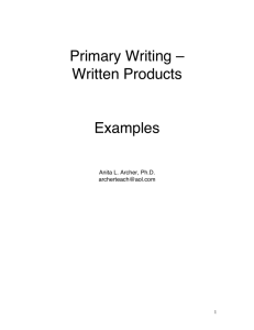 Primary Writing – Written Products Examples