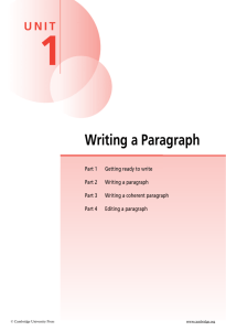 Writing a Paragraph - Cambridge University Press