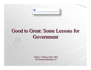 Good to Great: Some Lessons for Government