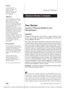 Peer Review: Issues in Physical Medicine and Rehabilitation