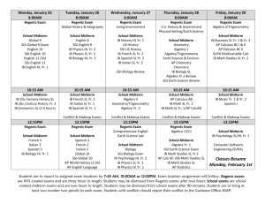 Jan 2016 - Exam & Bus Schedule