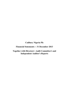 2013 Annual Report - Cadbury Nigeria Plc