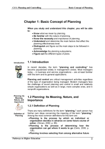 Chapter 1: Basic Concept of Planning