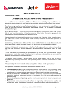 Jetstar and AirAsia form world first alliance ME MEDIA RELEASE