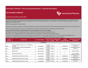 University of Phoenix - Prior Learning Assessment