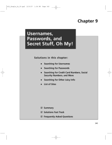 Usernames, Passwords, and Secret Stuff, Oh My!