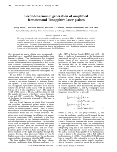 Second-harmonic generation of amplified femtosecond Ti:sapphire