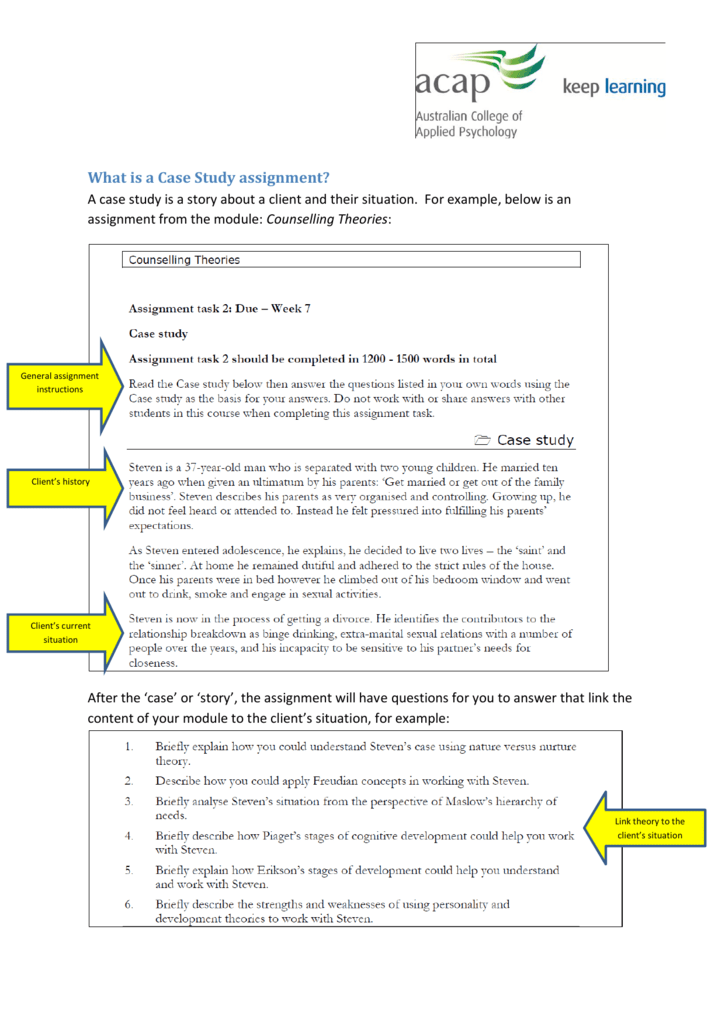 case study assignment format