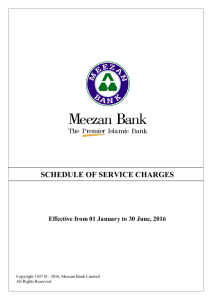 SCHEDULE OF SERVICE CHARGES