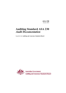 Auditing Standard ASA 230 Audit Documentation