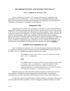 RECORD RETENTION AND DESTRUCTION POLICY Engagement