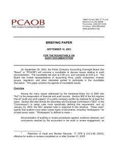 PCAOB Briefing Paper - The Roundtable on Audit Documentation