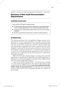 Summary of New Audit Documentation Requirements