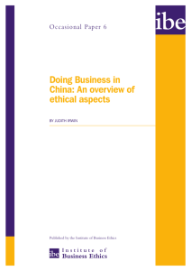 Doing Business in China: An overview of ethical aspects