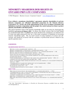 Minority Shareholder Rights in Ontario Private Companies