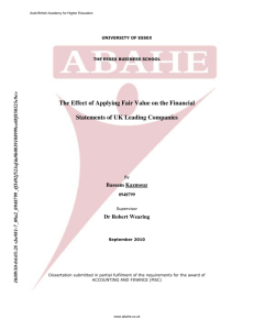 The Effect of Applying Fair Value on the Financial Statements of UK