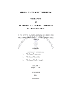 KRISHNA WATER DISPUTES TRIBUNAL THE REPORT OF THE