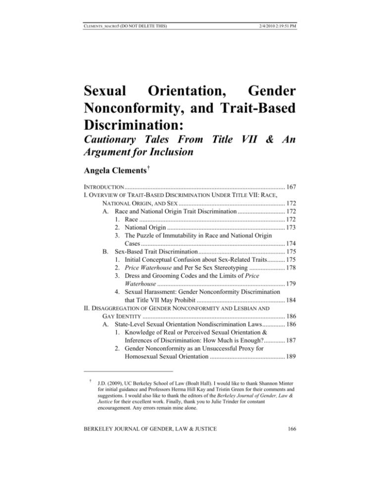 Sexual Orientation Gender Nonconformity And Trait