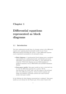 Differential equations represented as block diagrams