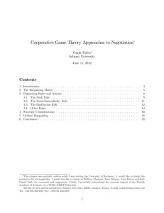 Cooperative Game Theory Approaches to Negotiation