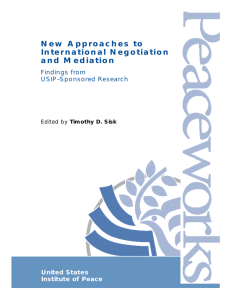 New Approaches to International Negotiation and Mediation