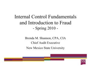 Internal Control Fundamentals & Introduction to Fraud (Spring 2010)
