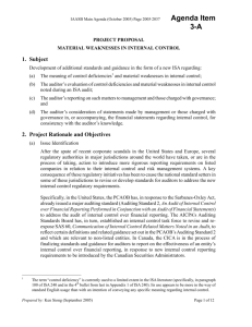 Agenda Item 3 A - Internal Control Project Proposal