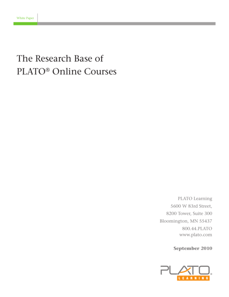 The Research Base of PLATO® Online Courses