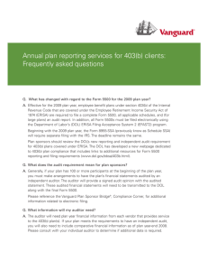 Annual plan reporting services for 403(b) clients