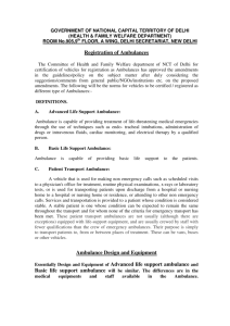 Registration of Ambulances Ambulance Design and Equipment