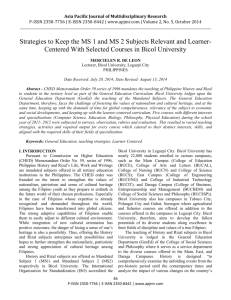 Strategies to Keep the MS 1 and MS 2 Subjects Relevant and