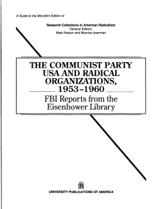 USA AND RADICAL ORGANIZATIONS, 1953-1960 FBI