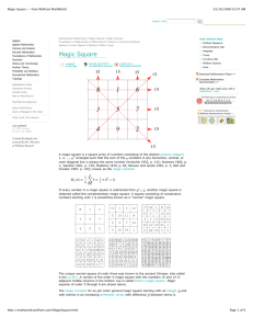Magic Square -- from Wolfram MathWorld