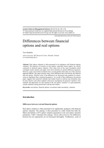 Differences between financial options and real