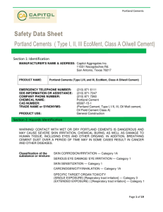 Safety Data Sheet Portland Cements ( Type I, II