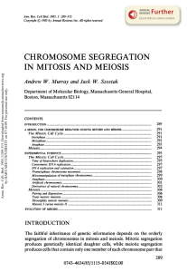 Chromosome Segregation in Mitosis and Meiosis