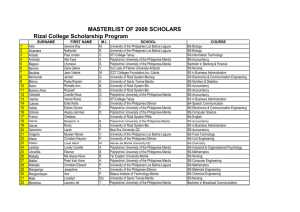 Rizal College Scholarship Program MASTERLIST OF 2008