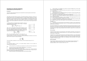 Experiment 14: Thermal conductivity