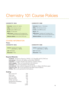 Chemistry 101 Course Policies