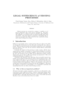 LEGAL SUFFICIENCY of TESTING PROCESSES